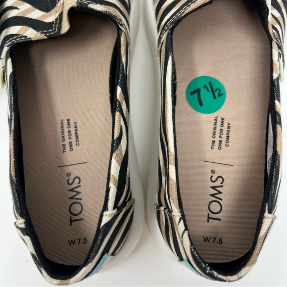 NWT Toms Alpargata Natural Liger Print Slip On Flats Women’s 7.5 Tan Black Ortho - Picture 5 of 9